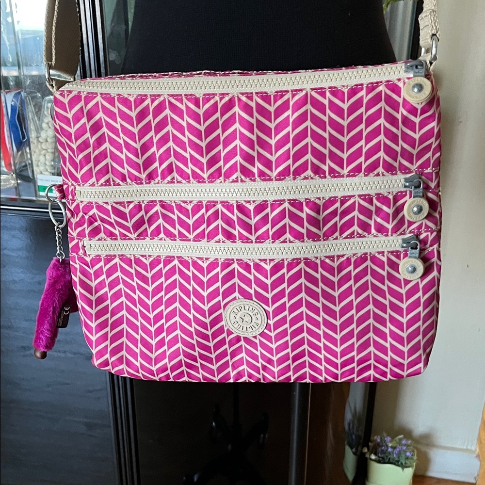 Kipling Pink Chevron Crossbody Bag